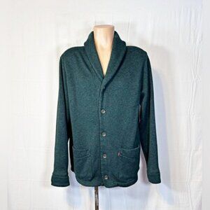 Levis Mens Heather Green Shawl Collar Eclectic Grandpa Cardigan Sweater~XL~
